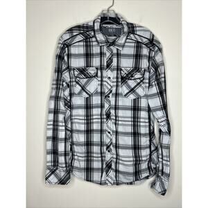 BKE Men’s Button Up Shirt Size Large Plaid Snap Button Western Rockabilly Top
